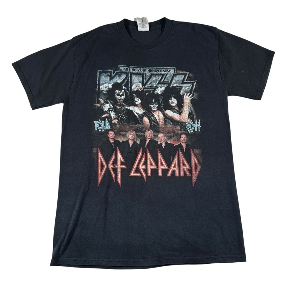 KISS Def Leppard 2014 Tour T Shirt Size Medium Black, KISS 40 Year Anniversary